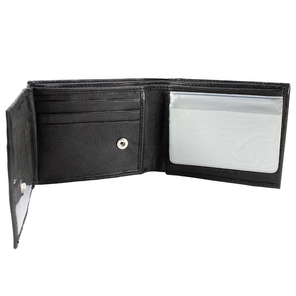 Leather Mens Wallet in Lambskin Leather, Black, Bifold Wallet - Picture 9 of 14